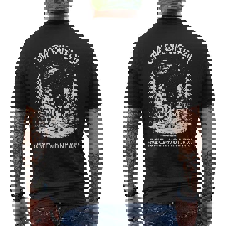 皮肉なサマーキャンプカウンセラー エイリアン国立公園 ロズウェル メンズTシャツ バックプリント