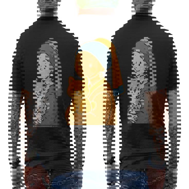 真珠の耳飾りの少女 柴犬 子柴 名画 いぬ イラスト かわいい 犬好き おもしろ 面白い メンズTシャツ バックプリント