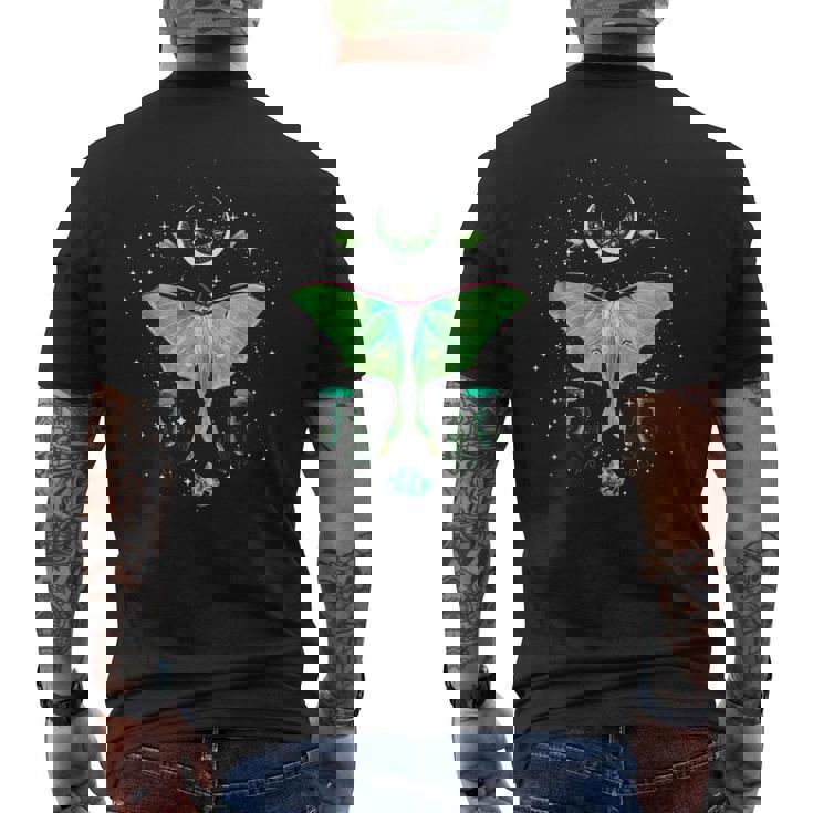 神秘的なゴシック ルナモス ムーンフェイズとキノコ メンズTシャツ バックプリント