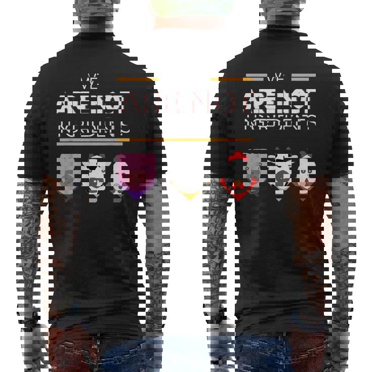 私たちは食材ではありませんビーガン、動物の権利 メンズTシャツ バックプリント