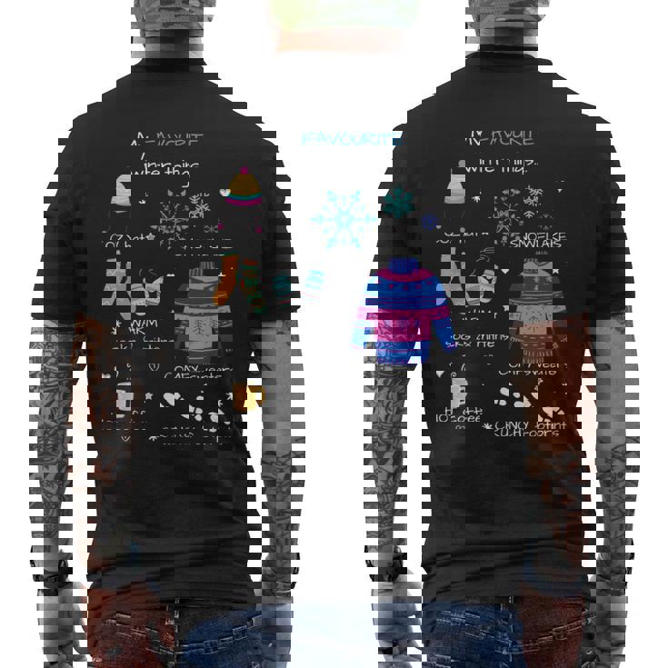 私のお気に入りの冬のものは、居心地の良い帽子、雪の結晶、ホットコーヒーです。 長袖tシャツ メンズTシャツ バックプリント