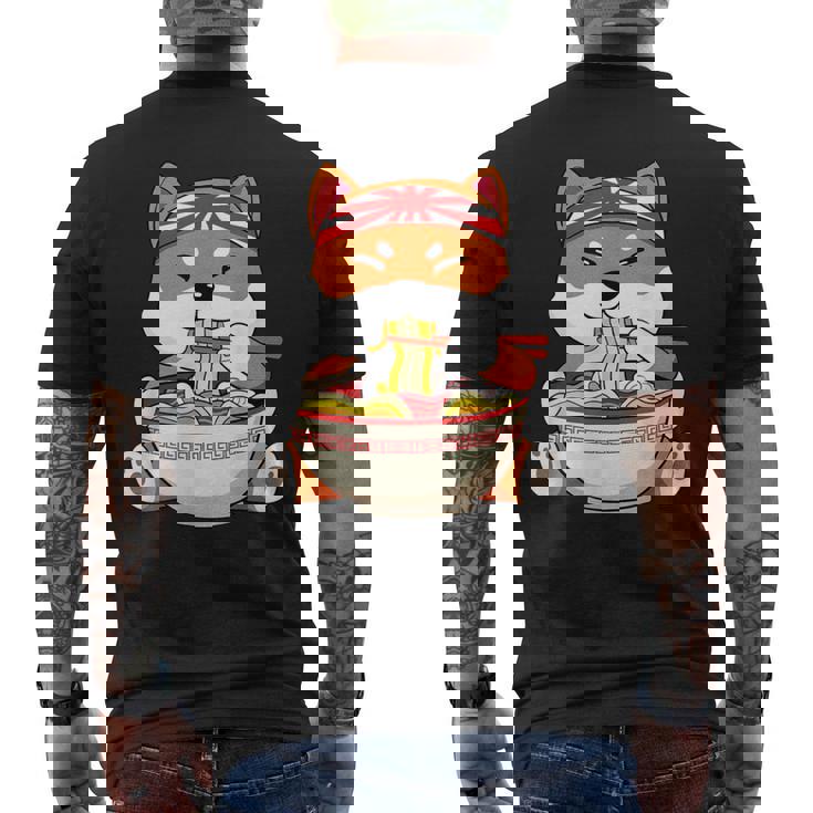 秋田芝犬ラーメンそばうどん丼アニメ漫画 メンズTシャツ バックプリント