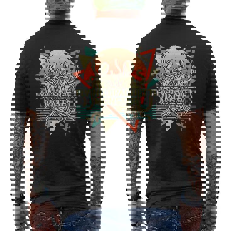 空飛ぶスパゲッティモンスター Fsm パスタファリアンレトロ メンズTシャツ バックプリント