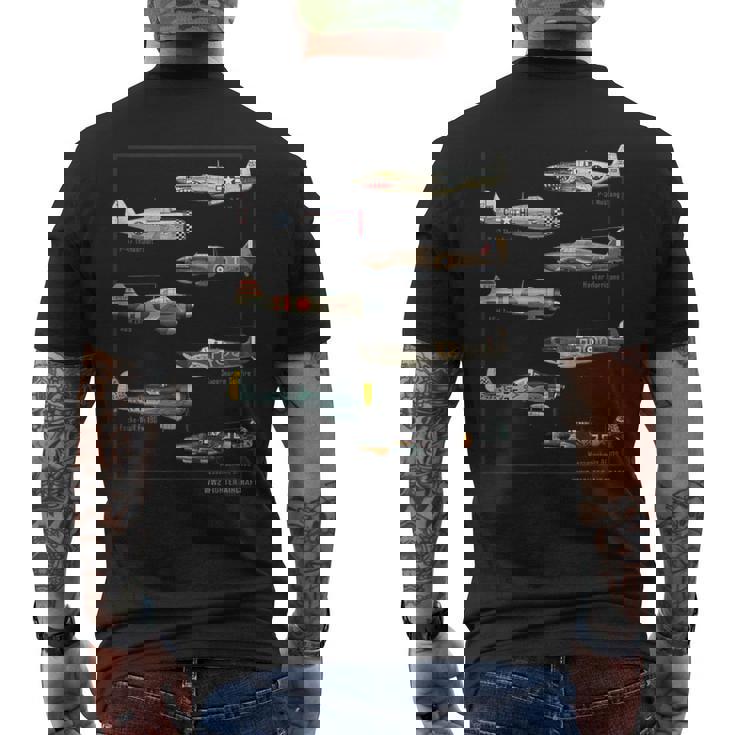第二次世界大戦 ウォーバード戦闘機 航空機 メンズTシャツ バックプリント