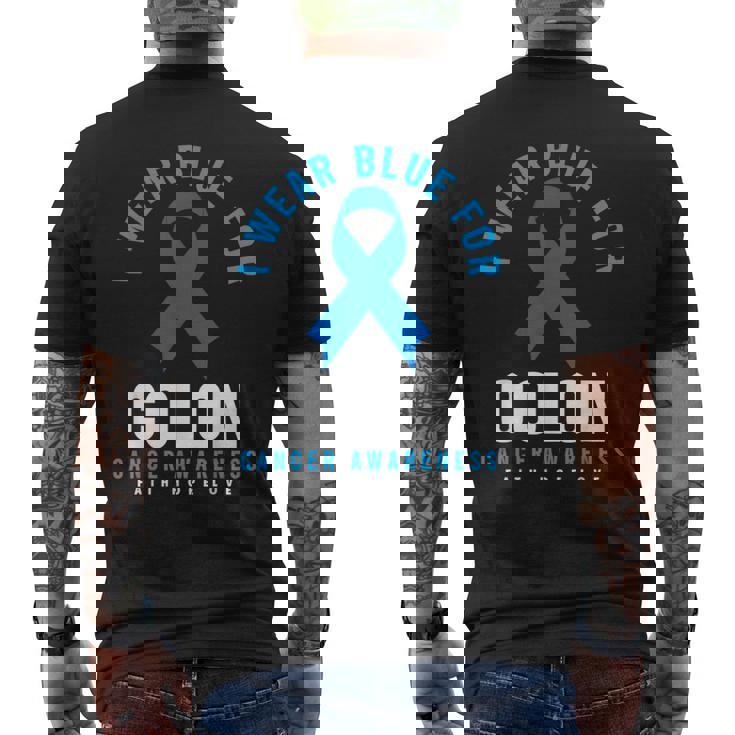 結腸直腸癌 I Wear Blue For Colon Cancer Awareness メンズTシャツ バックプリント
