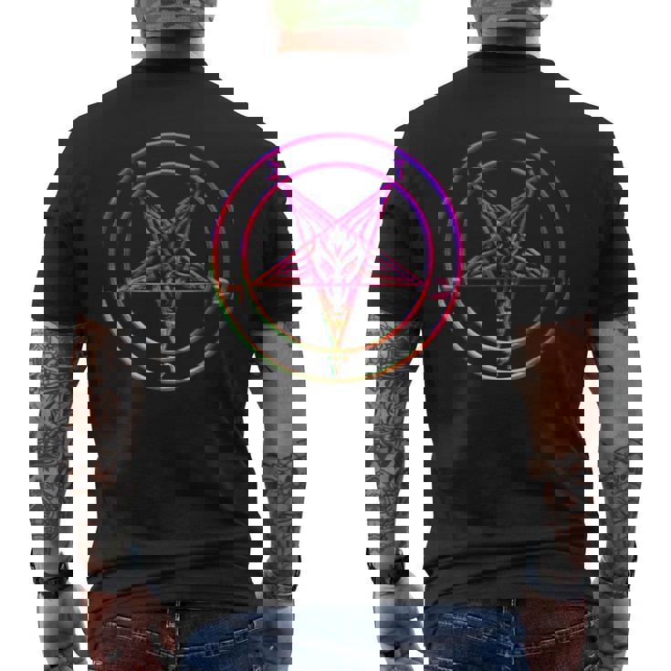美しいvaporwave サタニックペンタグラム レトログリッチ効果 メンズTシャツ バックプリント