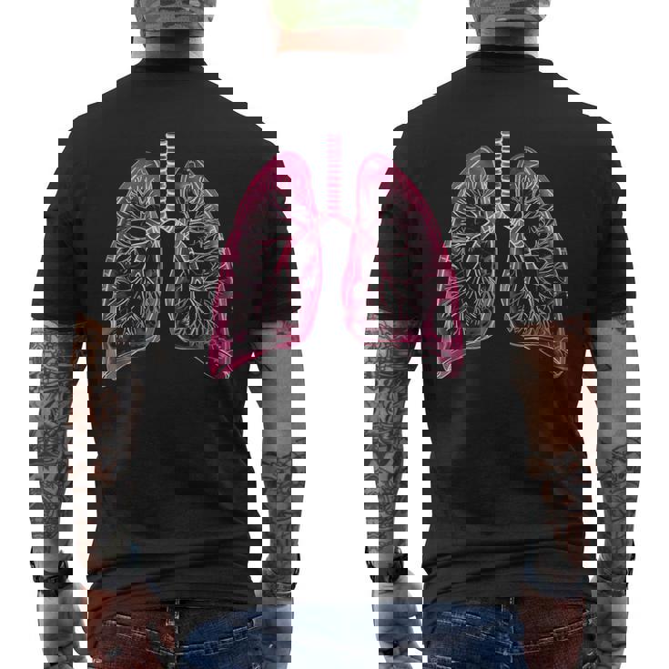 肺の解剖学的2d 医師と呼吸ファン向け メンズTシャツ バックプリント