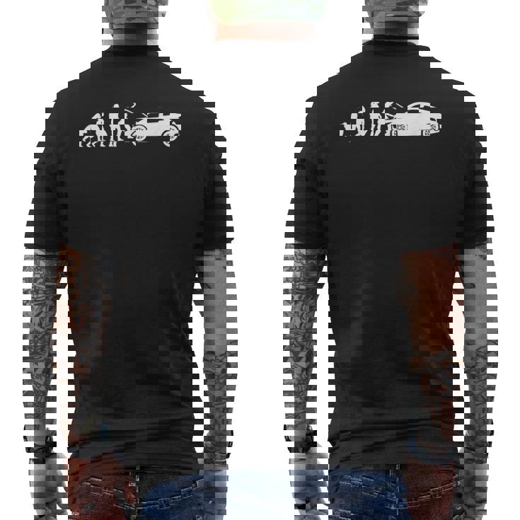自動車整備士 おもしろ自動車工房 メカニック進化 メンズTシャツ バックプリント
