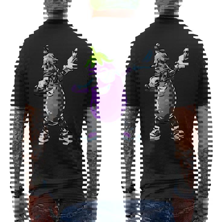 茄子を軽くたたく面白い野菜ギフト ナス付き メンズTシャツ バックプリント