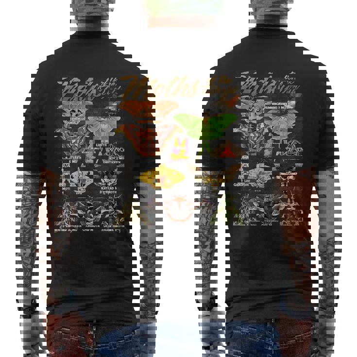 蛾 世界の動物 知育 昆虫 蛾好き メンズTシャツ バックプリント