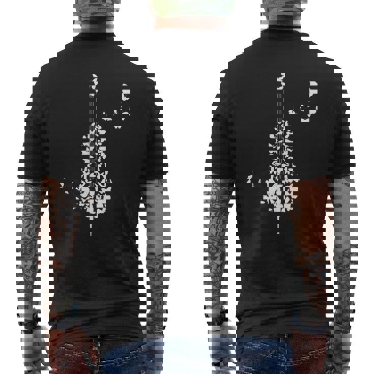 蝶とコントラバス メンズTシャツ バックプリント