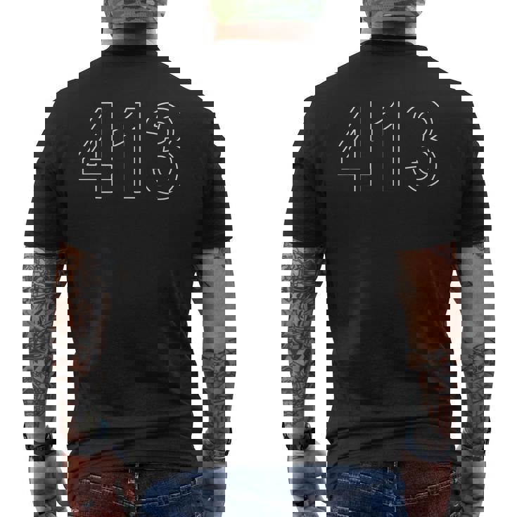 西部マサチューセッツ州 エリアコード 413 メンズTシャツ バックプリント