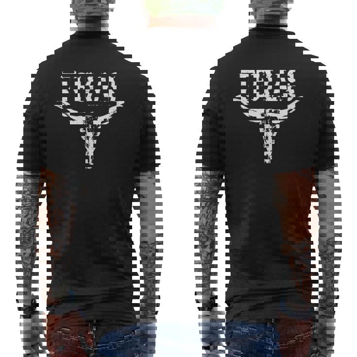 誇り高きテキサンズのためのテキサスロングホーン牛デザイン メンズTシャツ バックプリント