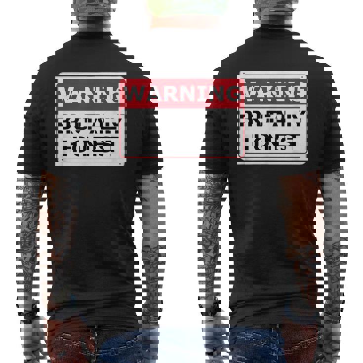 警告サイン Brutally Honest Unapologeically 面白いサイン メンズTシャツ バックプリント