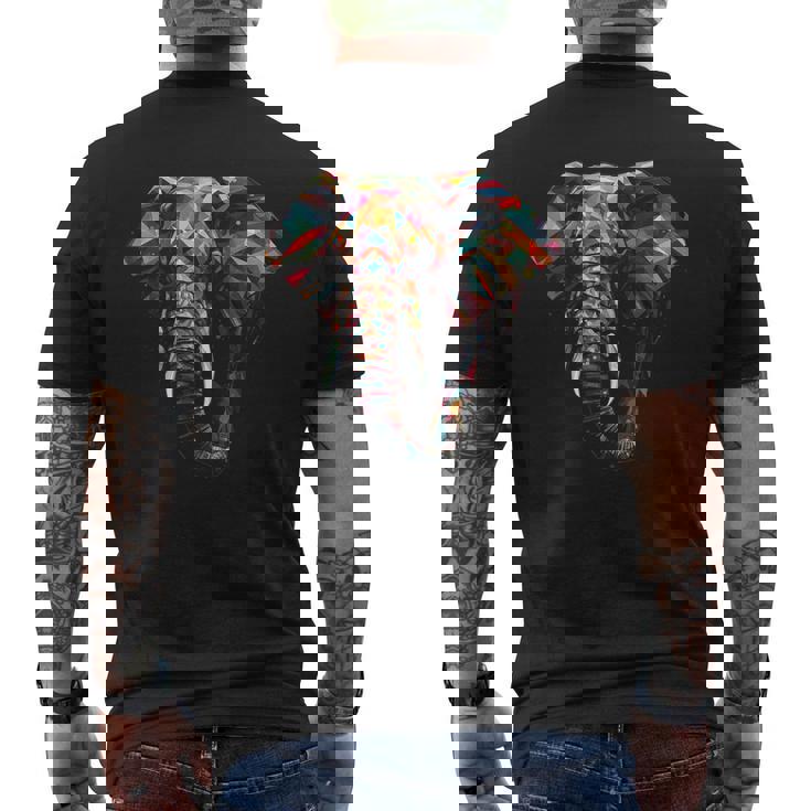 象 多角形 アートワーク メンズTシャツ バックプリント