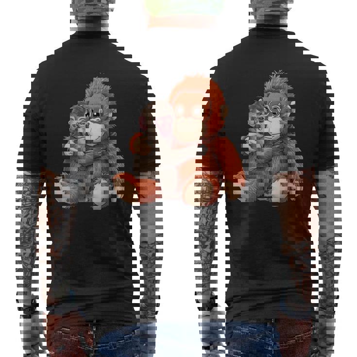 赤ちゃん用 マカク 抱きしめる ぬいぐるみ かわいい オランウータン モンキー パンチ ギフト 長袖tシャツ メンズTシャツ バックプリント