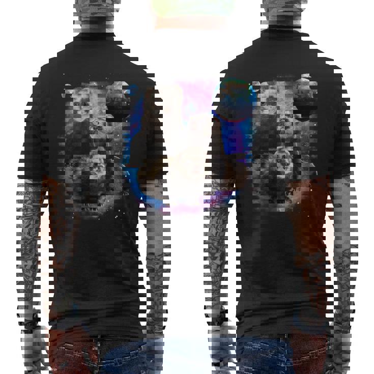 銀河系の面白いフェレット フェレット 長袖tシャツ メンズTシャツ バックプリント