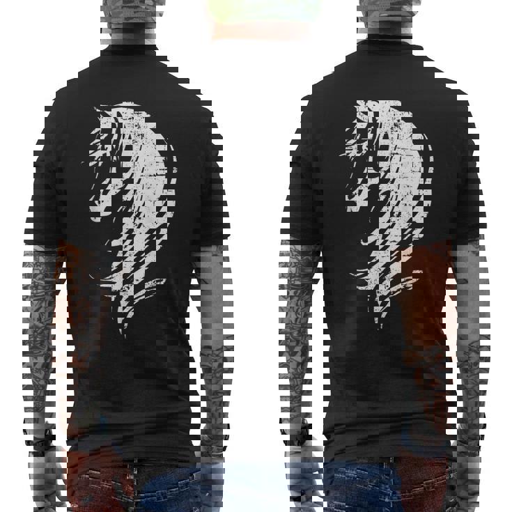 長い馬のたてがみを持つ美しい馬 メンズTシャツ バックプリント