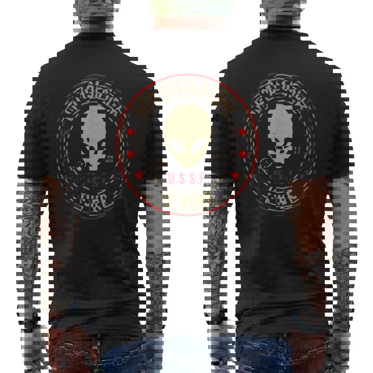 開示はこちらエイリアン侵略uapエイリアンufo メンズTシャツ バックプリント