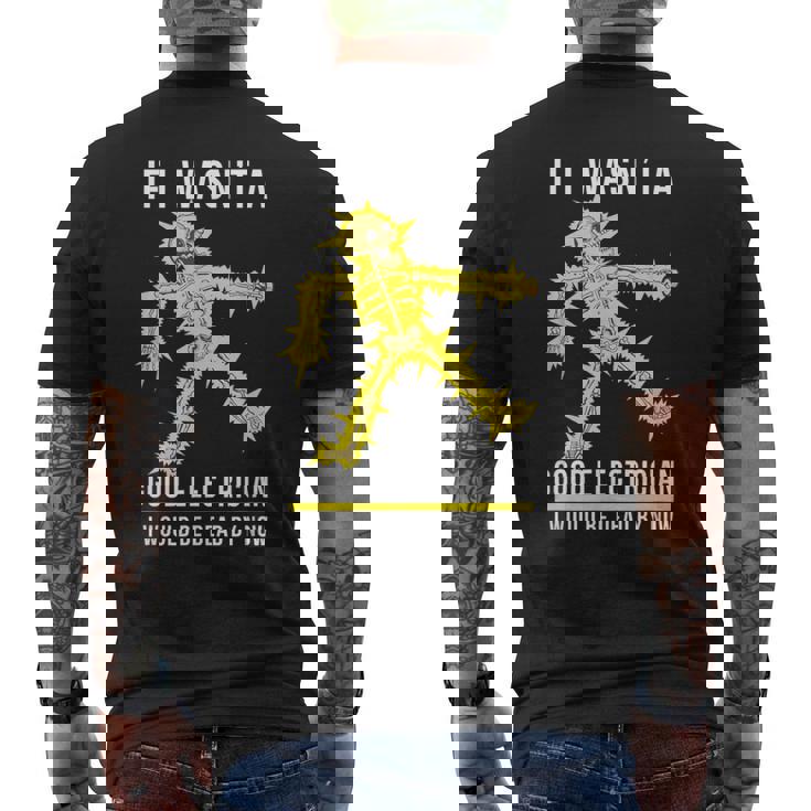 メンズ 電気技師が下手だったら骨が感電死する メンズTシャツ バックプリント