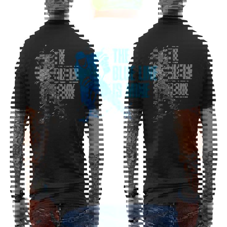 青い線は私のもの アイスホッケー メンズTシャツ バックプリント