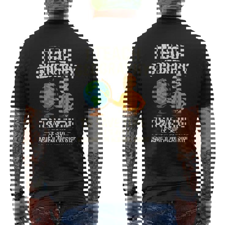 面白い 高校 男性 地理 先生 ティーンエイジャー ジョーク メンズTシャツ バックプリント