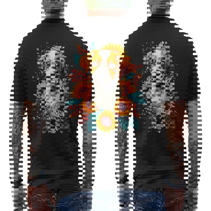 面白いtシャツ ジャックラッセルテリア ひまわり イヌ メンズ グッズ かわいい おもしろ 面白い 服 ネタ メンズTシャツ バックプリント