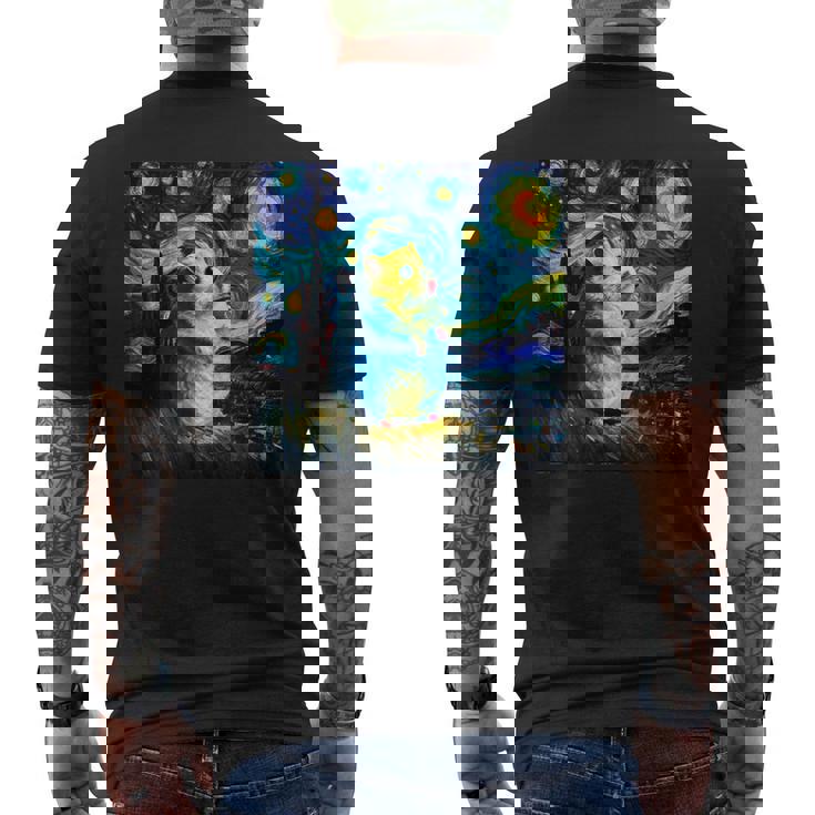 面白いtシャツ ハムスター かわいい ゴッホ 星月夜 動物 メンズ グッズ 面白い 服 ネタ 子供 キッズ メンズTシャツ バックプリント