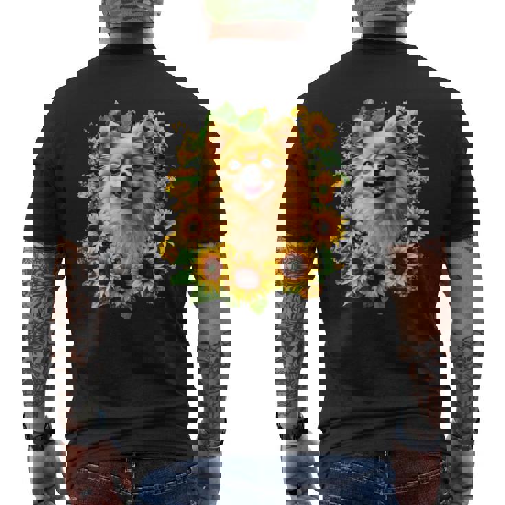 面白いtシャツ ポメラニアン ひまわり わんこ メンズ 犬好き グッズ かわいい おもしろ 面白い 服 ネタ 長袖tシャツ メンズTシャツ バックプリント