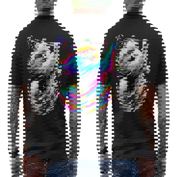 面白いtシャツ ポメラニアン ゴルフ イヌ メンズ 犬好き グッズ かわいい おもしろ 面白い 服 ネタ メンズTシャツ バックプリント