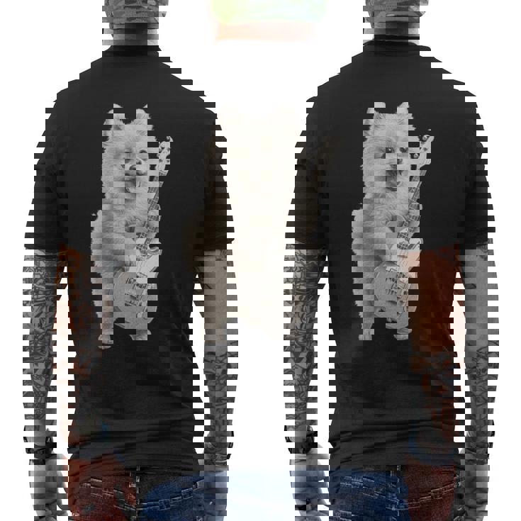 面白いtシャツ ポメラニアン 犬 ギター イヌ メンズ 犬好き グッズ かわいい おもしろ 面白い 服 ネタ 長袖tシャツ メンズTシャツ バックプリント