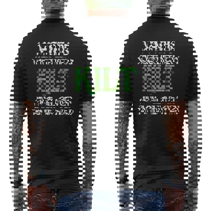 メンズ 面白いタータンスカート キルトの言葉 男性用 メンズTシャツ バックプリント