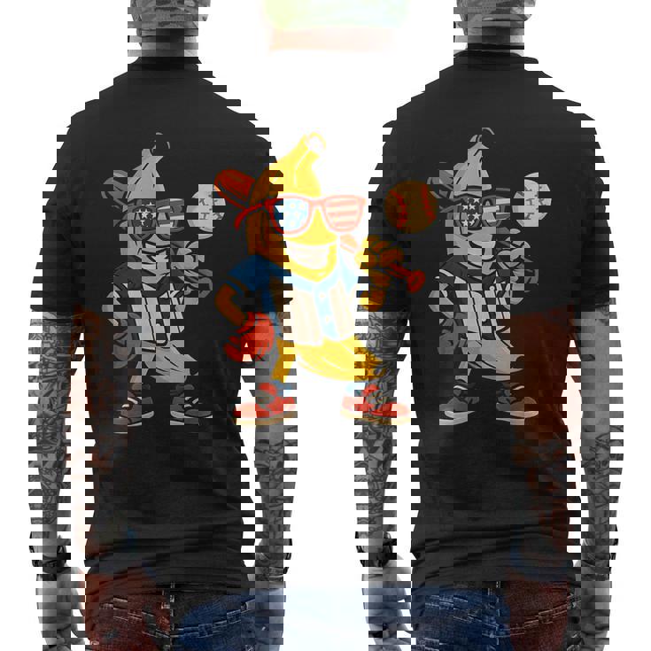 面白いバナナ野球アメリカ国旗サングラス 7月4日 メンズTシャツ バックプリント