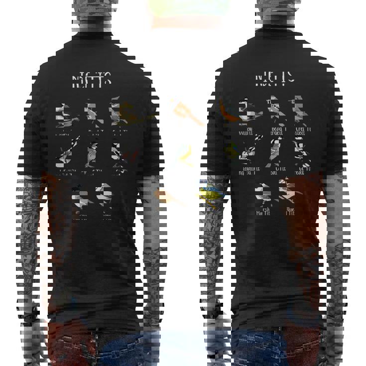 面白いバードウォッチング ユーモア おっぱいコレクション 素敵なシジュウカラ鳥 メンズTシャツ バックプリント