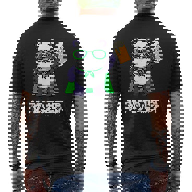 面白いパンダパンダビールドリンカー パンダビール メンズTシャツ バックプリント