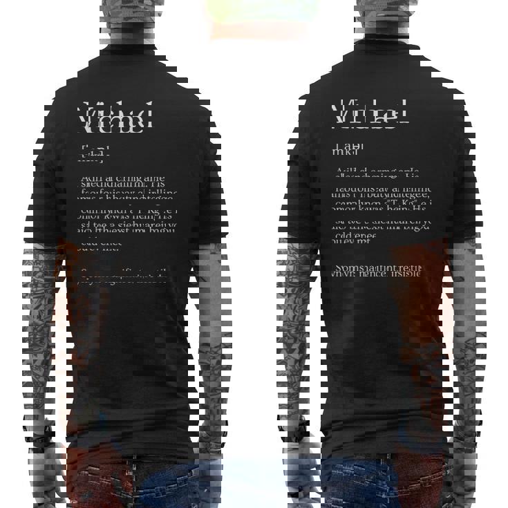 メンズ 面白いマイケルの名前の意味 マイケルの名前をパーソナライズ。 メンズTシャツ バックプリント