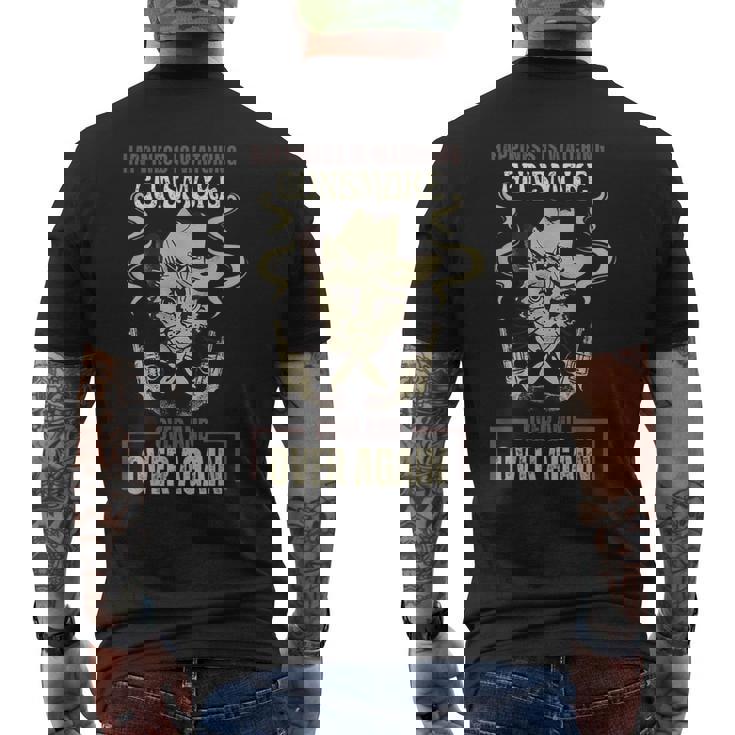 面白い幸せはガンスモークを何度も見ていることです メンズTシャツ バックプリント