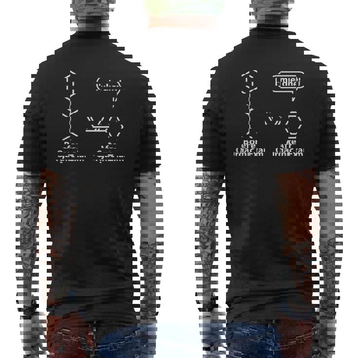面白い駄洒落-有機化学試験後の前-私は奉仕する メンズTシャツ バックプリント