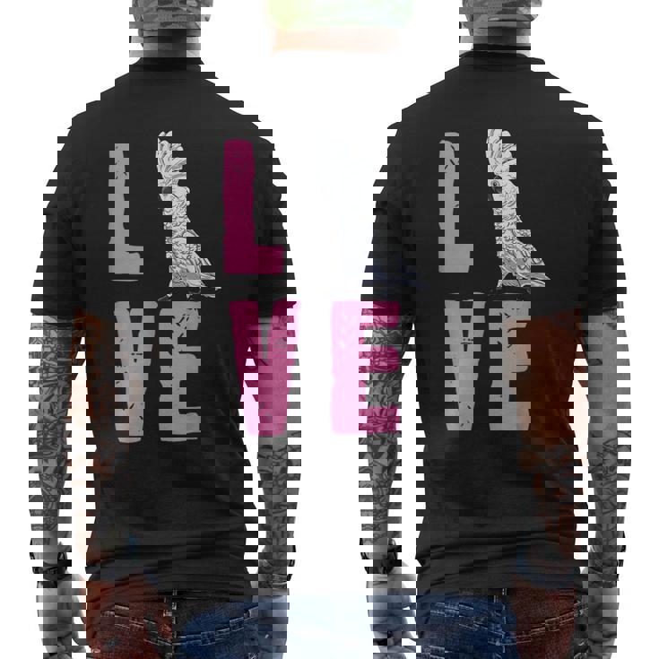 面白い鳥の恋人の贈り物-タイハクオウム メンズTシャツ バックプリント