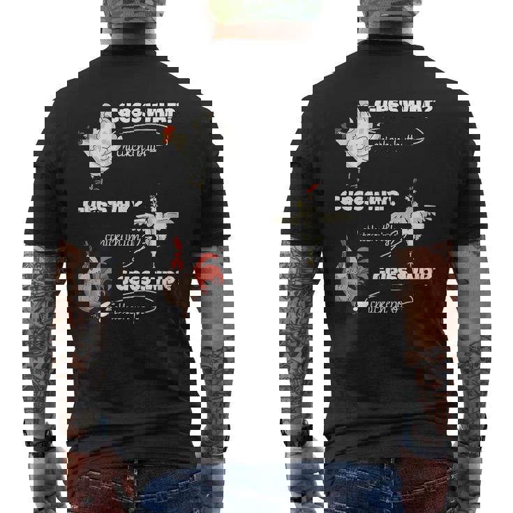 面白い鶏尻ゲスなんで鶏ももゲス誰うんちゲス メンズTシャツ バックプリント