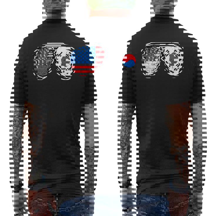 韓国アメリカン プライド サングラス 韓国国旗 アメリカ国旗 メンズTシャツ バックプリント