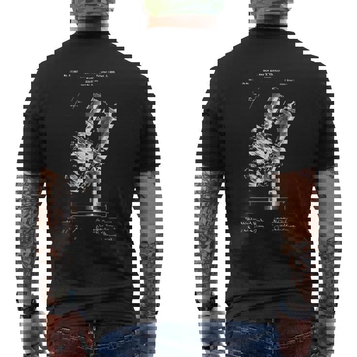 顕微鏡顕微鏡愛好家 レトロサイエンス微生物学 メンズTシャツ バックプリント