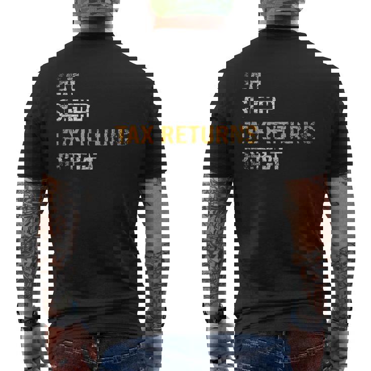 食べる睡眠確定申告繰り返し課税シーズン メンズTシャツ バックプリント