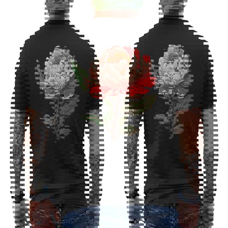 魅惑的な牡丹ブーケ メンズTシャツ バックプリント