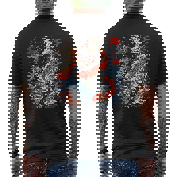 鯉 桜 桜 季節 アジアン 鯉 塔 寺 メンズTシャツ バックプリント