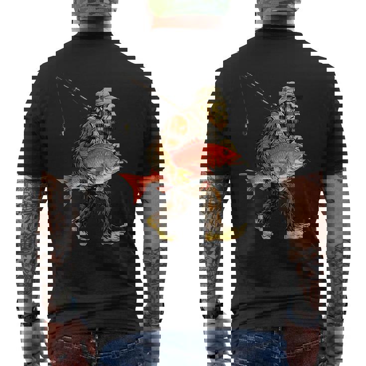 鯛 ビッグフット フィッシャーマン 海水釣り サスカッチ メンズTシャツ バックプリント