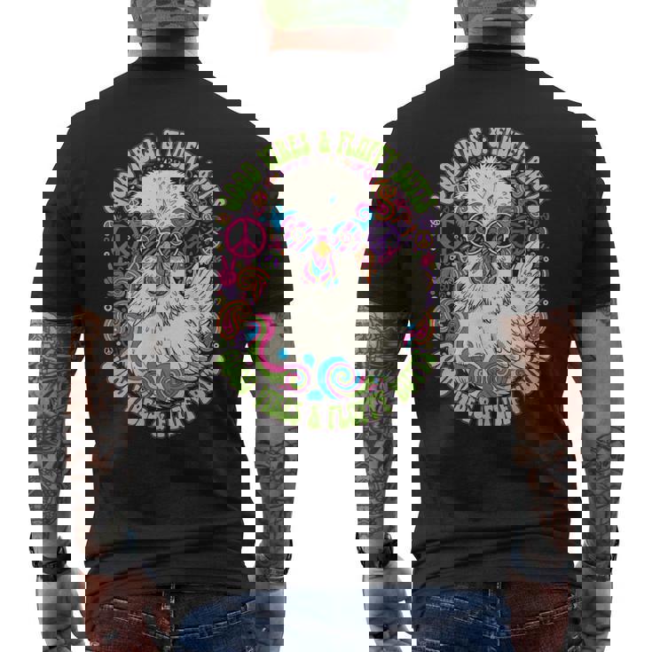 鶏好き ふわふわ お尻 バイブ 動物 ユーモア メンズTシャツ バックプリント