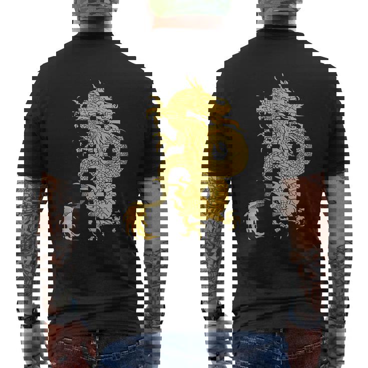 黄金龍 龍 幸運 富裕 幸せ 星 メンズTシャツ バックプリント