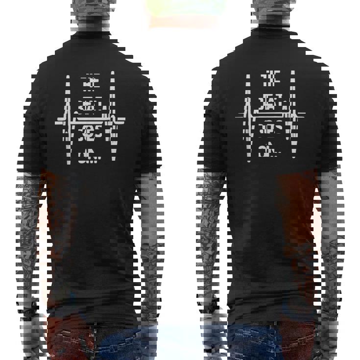 鼓動は続く 心電図のようなリズムとモチベーション メンズTシャツ バックプリント