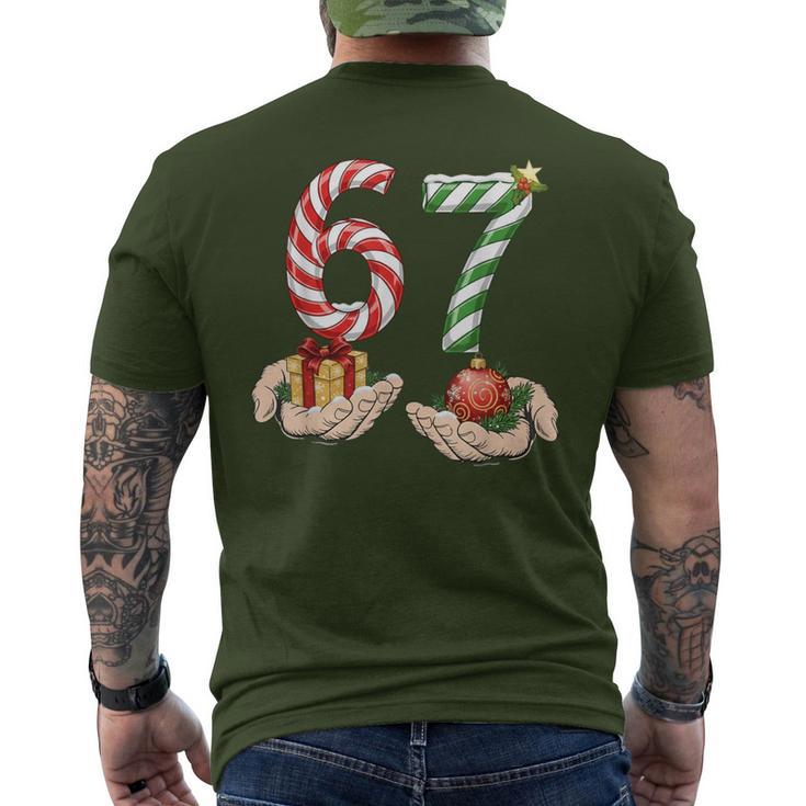 6 7 Meme 67 Christmas Pajamas Holiday Gen Alpha Slang Men's T-shirt Back Print